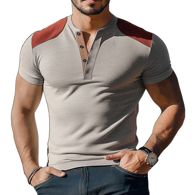 Men's Slim Fit Colorblock Henley T-Shirt - Perfect for Summer Comfort!