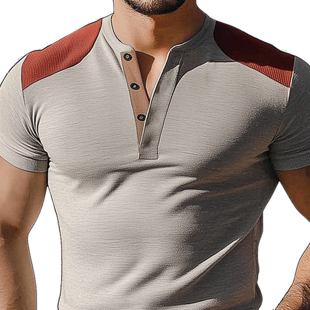 Men's Slim Fit Colorblock Henley T-Shirt - Perfect for Summer Comfort!