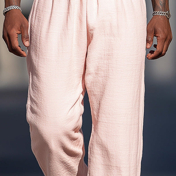 Stylish and Comfort-Focused Men's Summer Trousers in Natural Cotton and Linen - MTA1893D6P