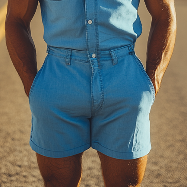 Men's Stylish Retro Tencel Denim Jumpsuit - Perfect for Summer! MTA1788D0K