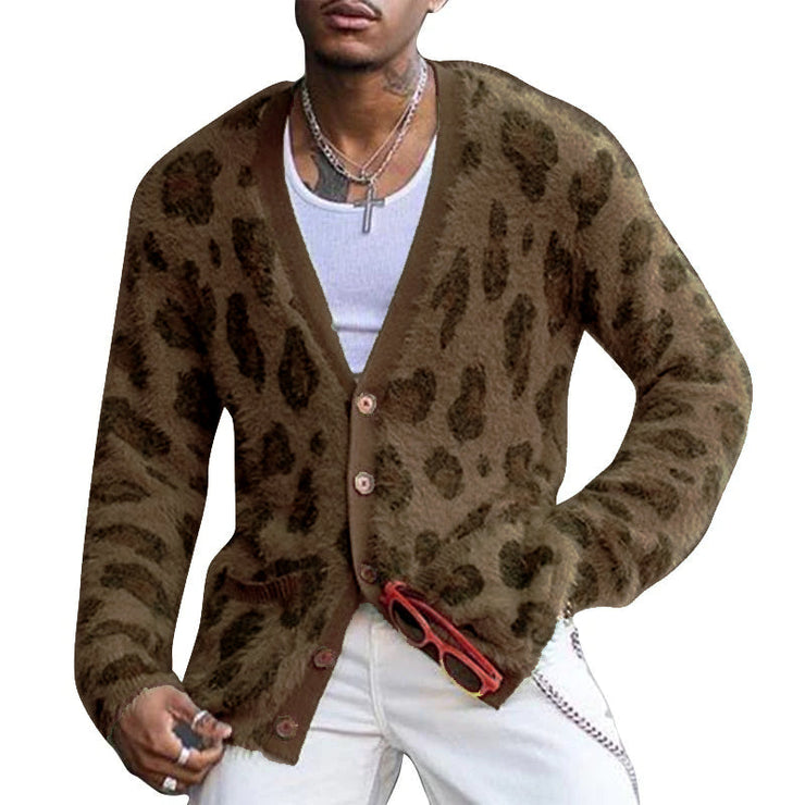 Frederick - Men's Vintage Leopard Single-Breasted Cardigan