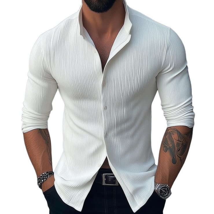 Valerian - Men's Stand Collar Long Sleeve Casual Shirt