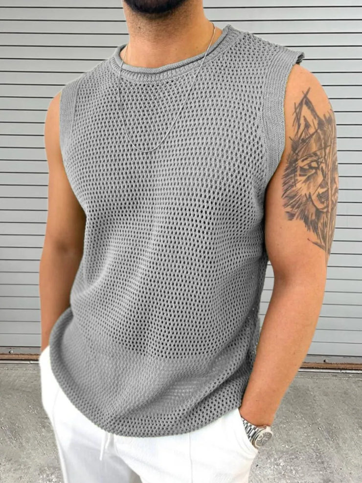 Victor - Round Neck Sleeveless Knit Top