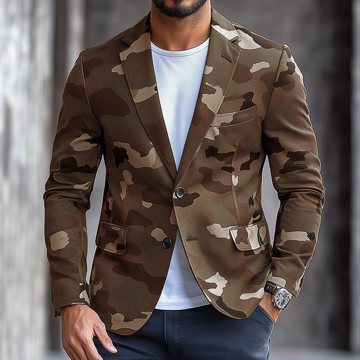 Daniel - Men's Retro Camouflage Single Breasted Blazer