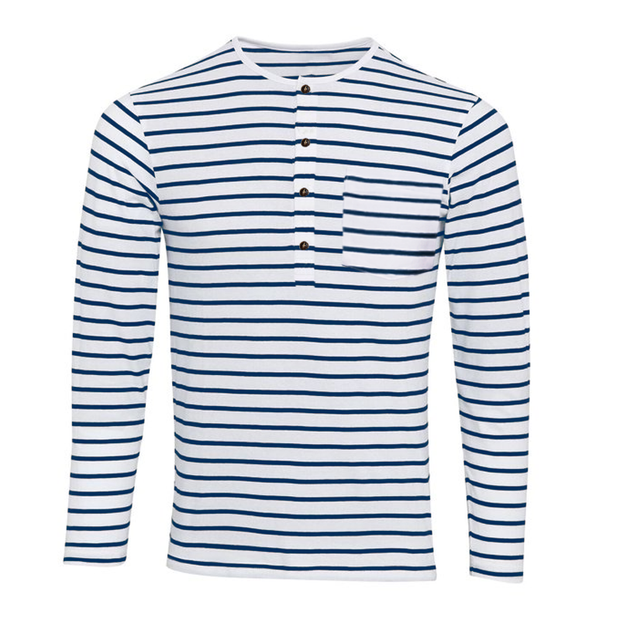 Jack - Men's Striped Henley Collar Long Sleeve T-shirt