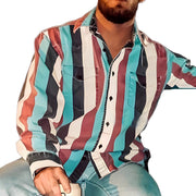 Lamar - Men's Retro Color Block Stripe Loose Shirt