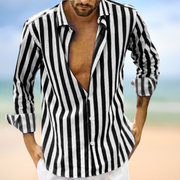 Torben - Men's Long Sleeve Striped Lapel Shirt