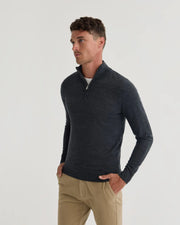 Luis - Zip Neck Pure Wool Pullover