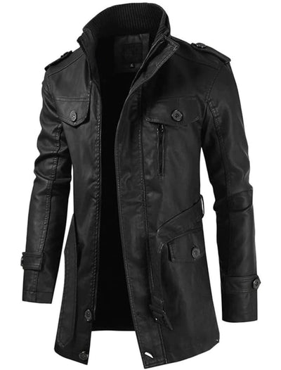 Uilleam - Men's Long Leather Jacket with Unique Style