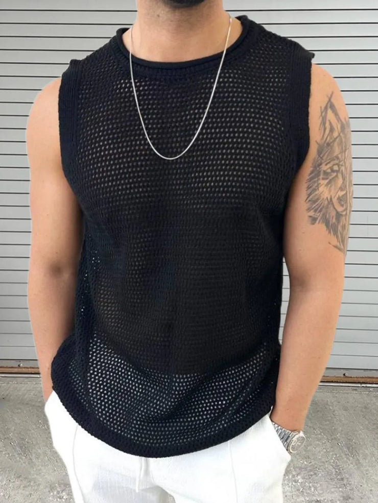 Victor - Round Neck Sleeveless Knit Top