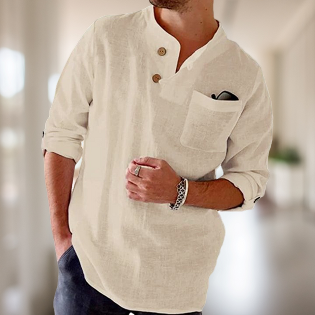 Cedric - Men's Loose Casual Roll-Up Sleeve Long-sleeved Shirt