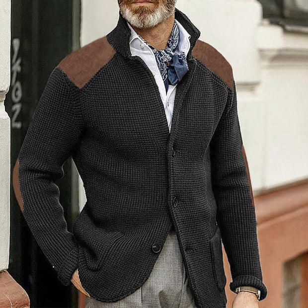 Henry - Men's Vintage Patchwork Long Sleeve Knitted Blazer