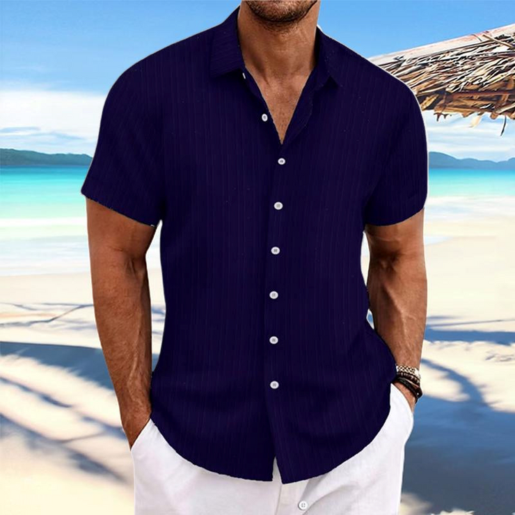 Hadrian - Men's Stripe Texture Loose Lapel Shirt