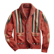 Daniel - Men's Vintage Jacquard Lapel Knit Cardigan