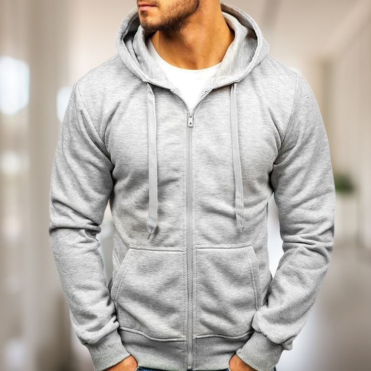 Desmond - Men's Zip Hooded Drawstring Sweatshirt
