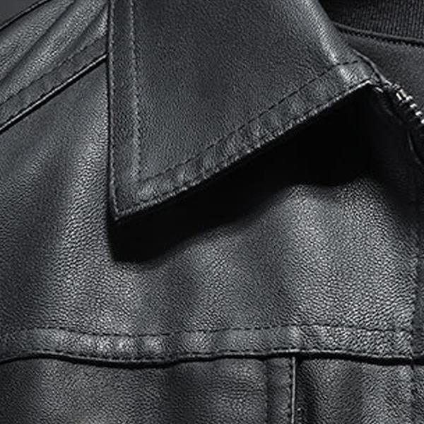 Jim - Men's Lapel Leather Biker Jacket