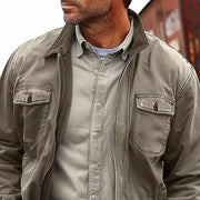 Renzo - Men's Vintage Distressed Canvas Zip Jacket