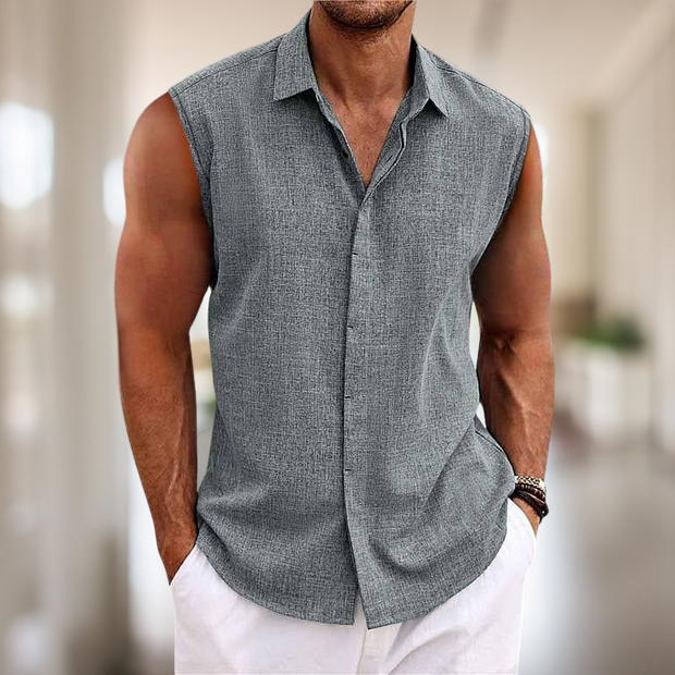 Christopher - Men's Lapel Sleeveless Shirt