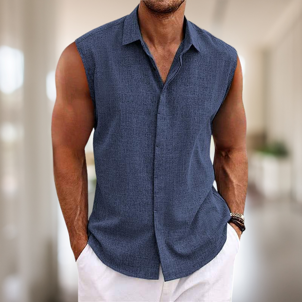 Christopher - Men's Lapel Sleeveless Shirt