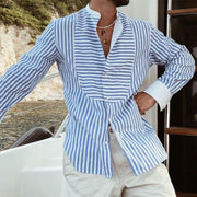 Benjamin - Men's Loose Striped Irregular Stitching Long Sleeve Shirt