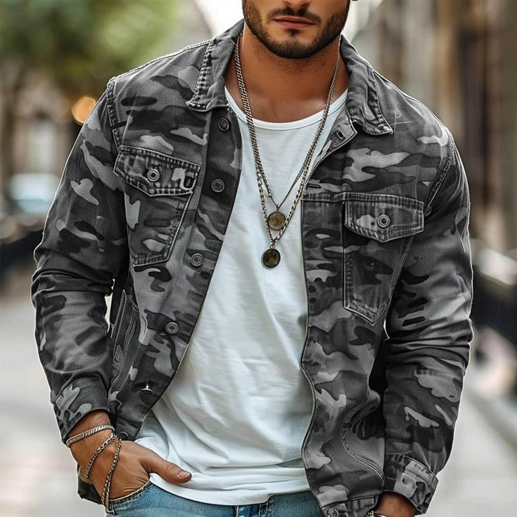 Amadeo - Men's Camouflage Canvas Retro Jacket