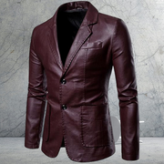 Hugo - Men's Vintage Lapel Two Button Leather Blazer