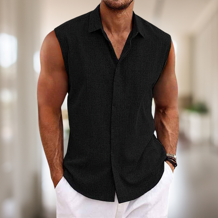 Christopher - Men's Lapel Sleeveless Shirt