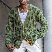 Frederick - Men's Vintage Leopard Single-Breasted Cardigan