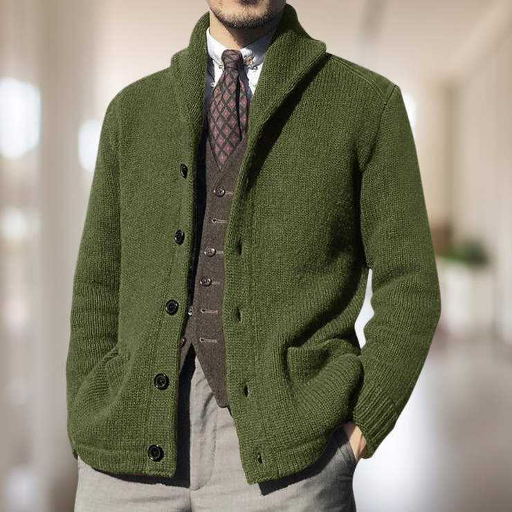Finnian - Men's Solid Color Button Knit Jacket