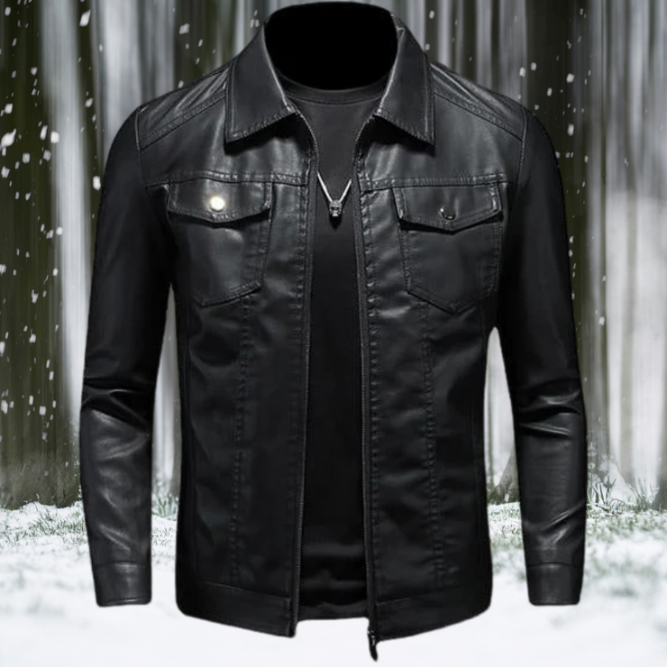 Jim - Men's Lapel Leather Biker Jacket