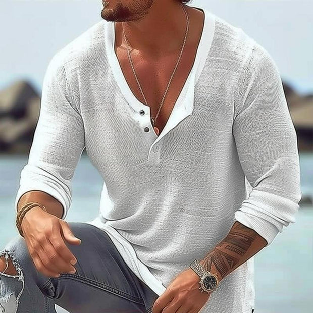 Nikolai - Men's Casual U Neck Long-Sleeved T-Shirt