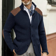 Henry - Men's Vintage Patchwork Long Sleeve Knitted Blazer