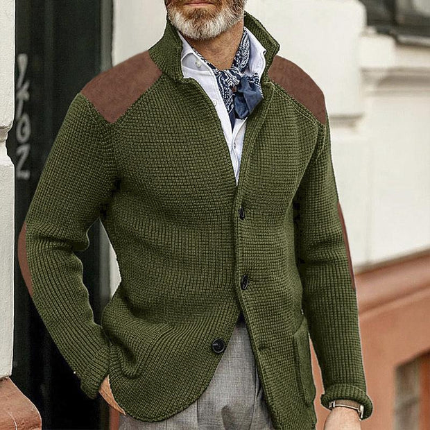 Henry - Men's Vintage Patchwork Long Sleeve Knitted Blazer