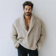 Xavian - Men's Oversize Lapel Casual Knit Sweater