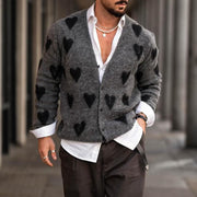 Galen - Men's Fashion Heart V-Neck Knit Cardigan