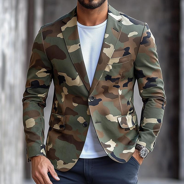 Daniel - Men's Retro Camouflage Single Breasted Blazer