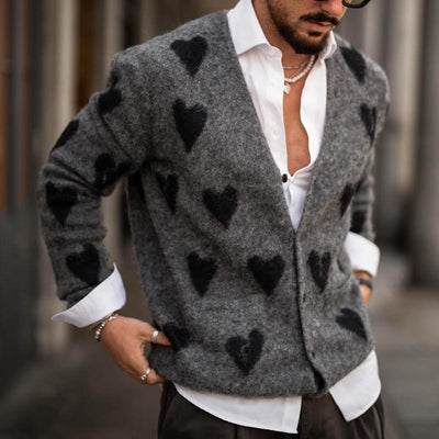 Galen - Men's Fashion Heart V-Neck Knit Cardigan