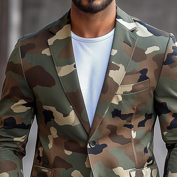 Daniel - Men's Retro Camouflage Single Breasted Blazer