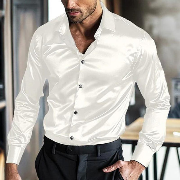 Samuel - Men's Silk Lapel Long Sleeve No-iron Anti-wrinkle Shirt