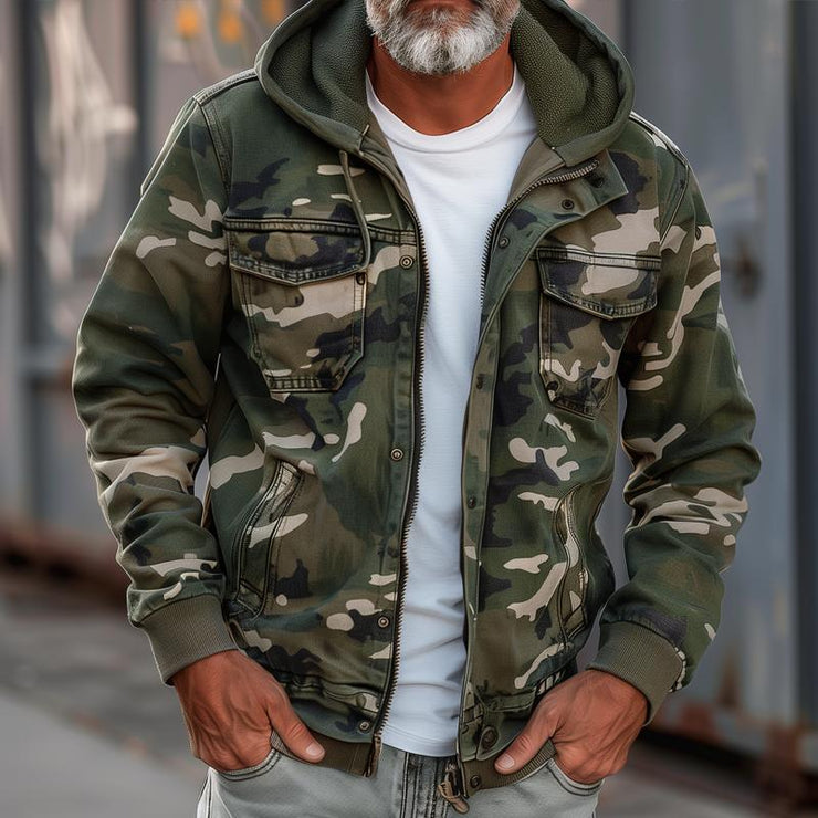 Ben - Men's Camouflage Hooded Multi-pocket Cargo Jacket