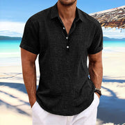 Raphael - Men's Lapel Short Sleeve Cotton Linen Shirt