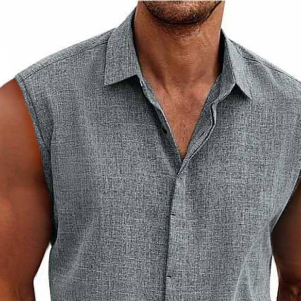 Christopher - Men's Lapel Sleeveless Shirt