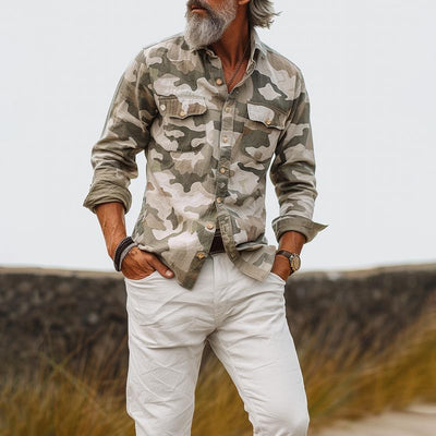 Morris - Men's Camouflage Breast Pocket Cargo Shirt