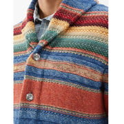 Elijah - Men's Vintage Rainbow Colorblock Jacquard Lapel Cardigan